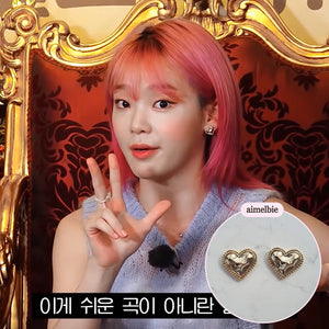 Gold Laced Hearts Earrings (G-idle Miyeon, IVE Yujin, Oh My Girl Seunghee, Arin, Hyojung Earrings)