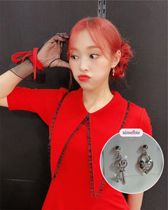 Silver Heart Key Earrings (STAYC Seeun, Sieun, Dreamcatcher Gahyun Earrings)