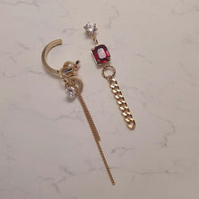 Load image into Gallery viewer, Modern Ruby Chain Earrings