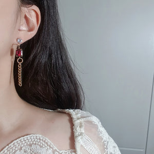 Modern Ruby Chain Earrings