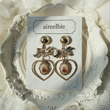 Load image into Gallery viewer, Vintage Teddy Bear Earrings - Heart Version