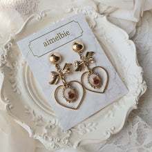 Load image into Gallery viewer, Vintage Teddy Bear Earrings - Heart Version