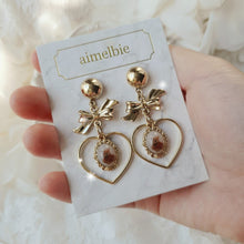 Load image into Gallery viewer, Vintage Teddy Bear Earrings - Heart Version