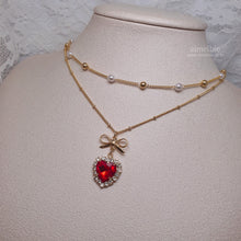 Load image into Gallery viewer, Red Heart Princess Layered Necklace