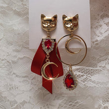 Load image into Gallery viewer, Melbie The Cat Series - Red Wizardry Earrings