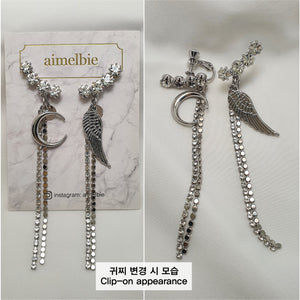 Moon Angel Earrings - Silver